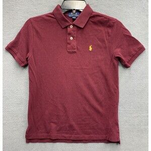 Polo Ralph Lauren Boys Polo Shirt School Short Sleeve Burgundy Size Medium 10-12